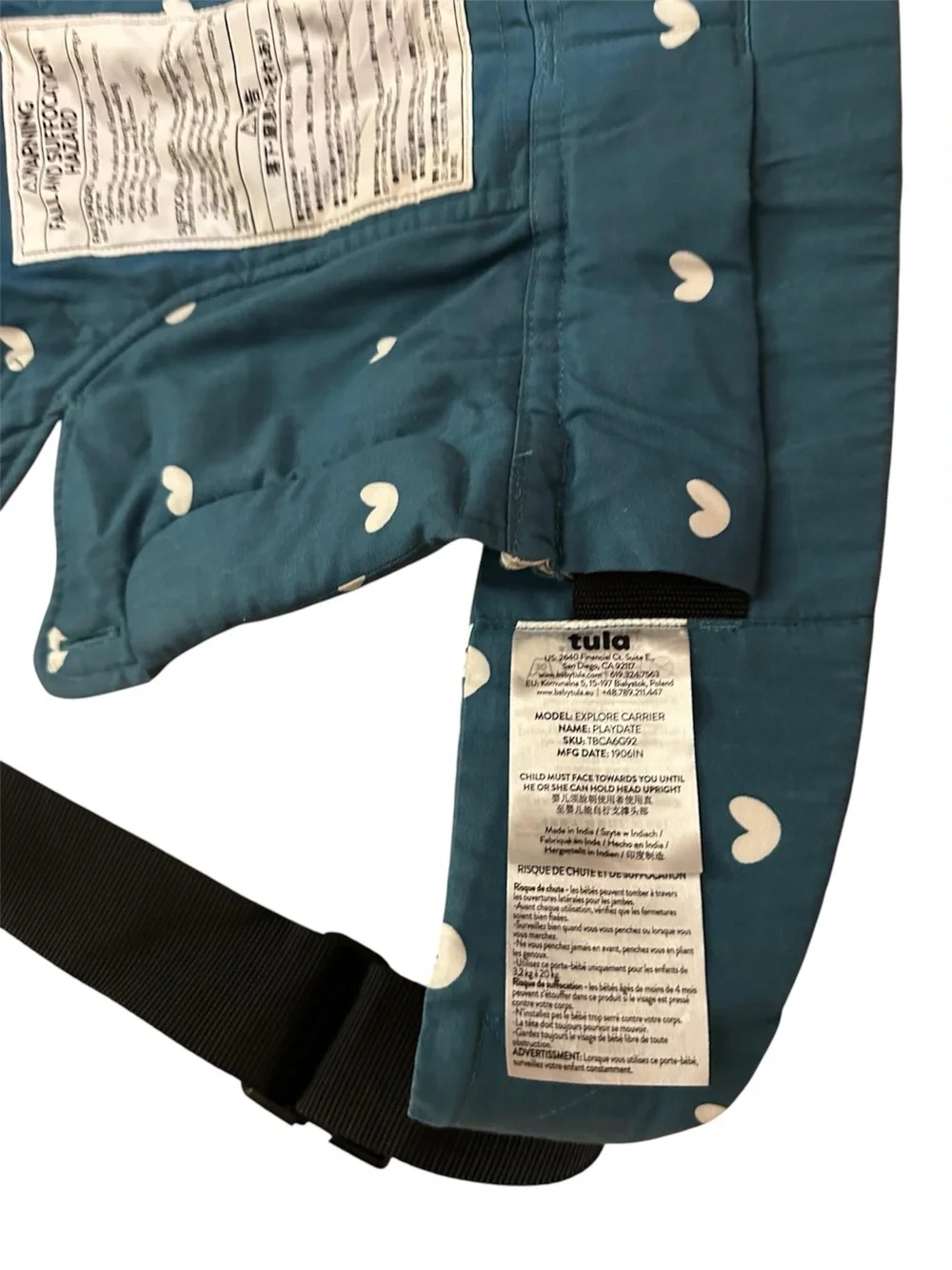 🛍️FINAL PRICE🛍️ Tula Explore Carrier Playdate in Blue with White Heart Print - Picture 8 of 8